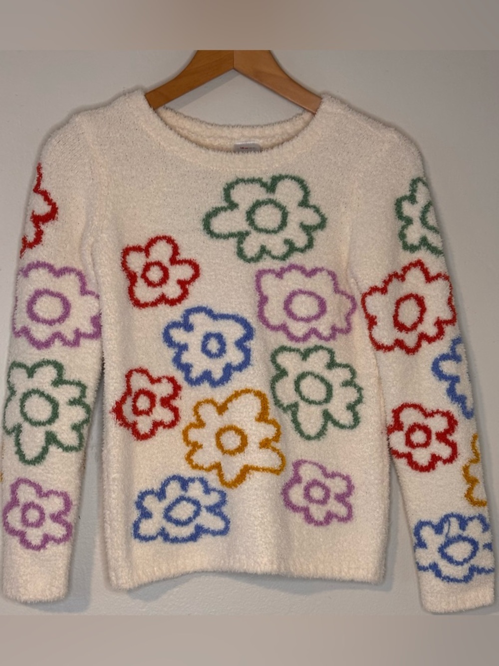 Hanna Andersson Cream Flower Sweater Girls Size 10